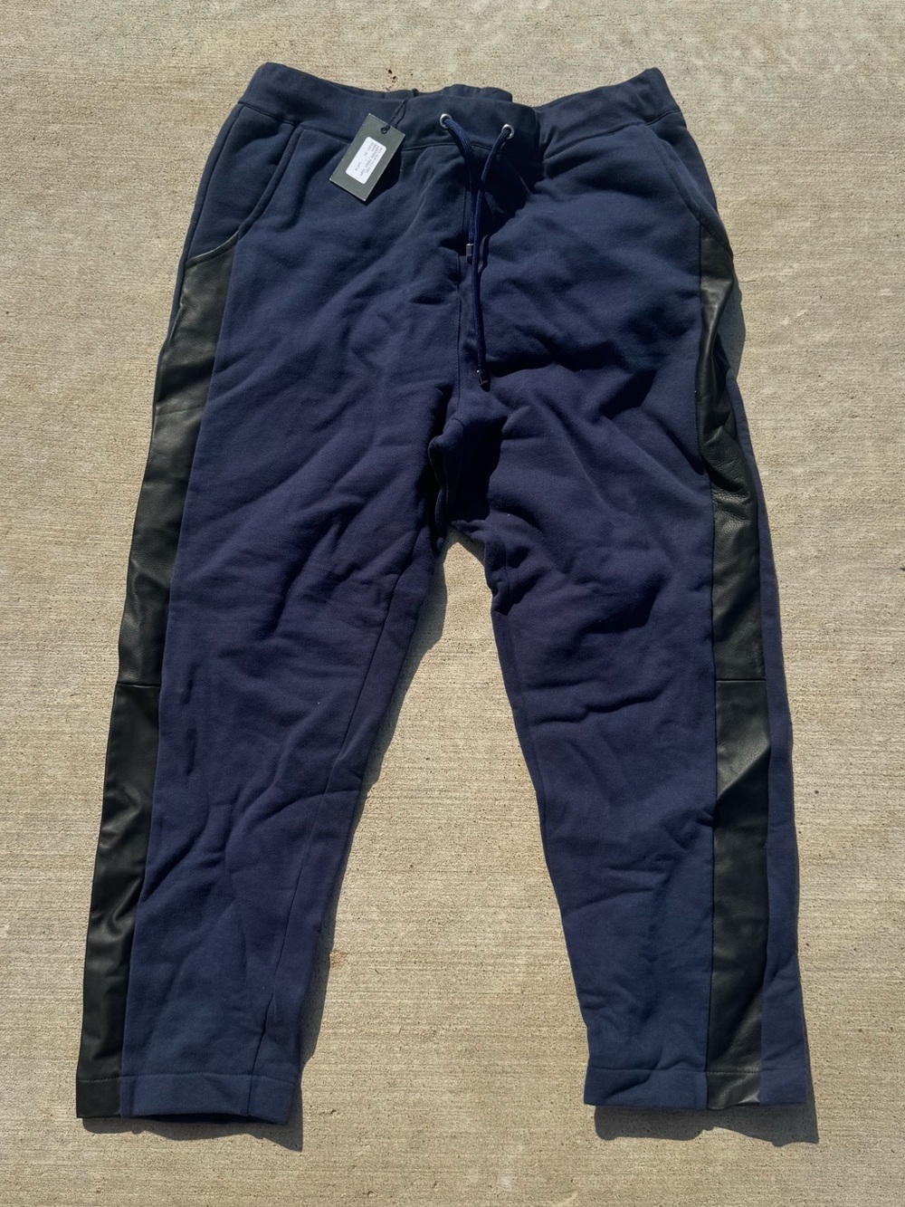 NWT Loft Leather Navy And Black Sweatpants